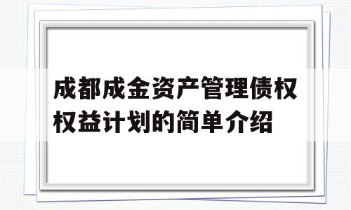 成都成金资产管理债权权益计划的简单介绍