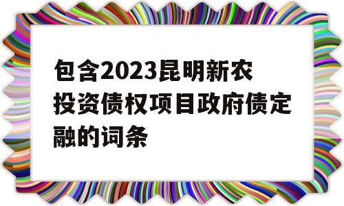 包含2023昆明新农投资债权项目政府债定融的词条