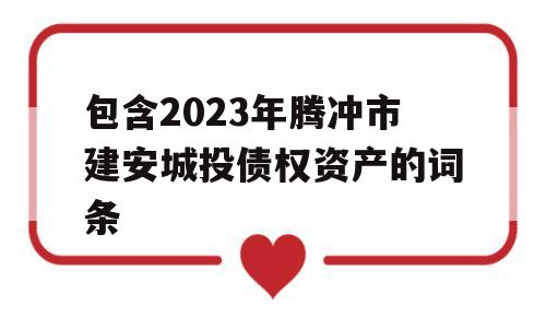 包含2023年腾冲市建安城投债权资产的词条