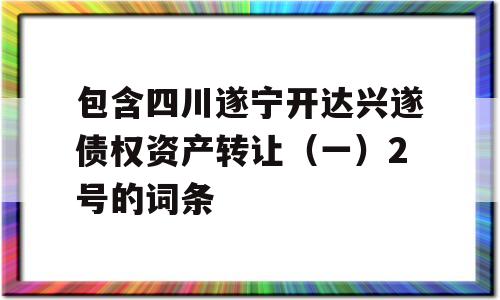 包含四川遂宁开达兴遂债权资产转让（一）2号的词条