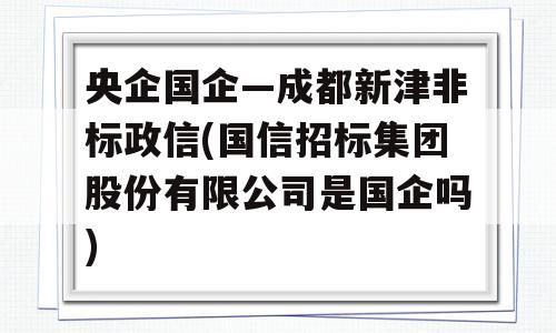 央企国企—成都新津非标政信(国信招标集团股份有限公司是国企吗)