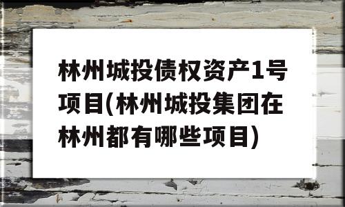 林州城投债权资产1号项目(林州城投集团在林州都有哪些项目)