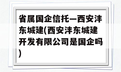 省属国企信托—西安沣东城建(西安沣东城建开发有限公司是国企吗)