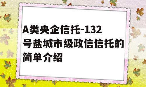 A类央企信托-132号盐城市级政信信托的简单介绍