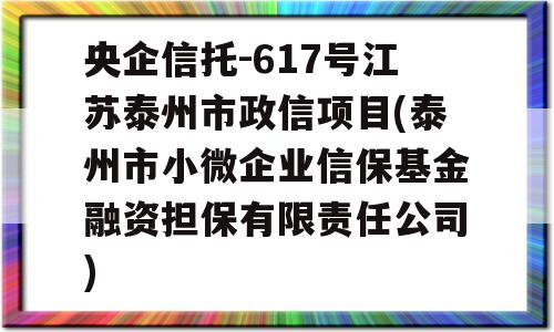 央企信托-617号江苏泰州市政信项目(泰州市小微企业信保基金融资担保有限责任公司)