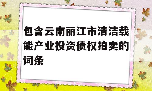 包含云南丽江市清洁载能产业投资债权拍卖的词条