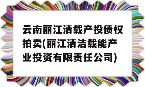 云南丽江清载产投债权拍卖(丽江清洁载能产业投资有限责任公司)