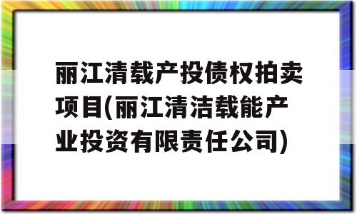 丽江清载产投债权拍卖项目(丽江清洁载能产业投资有限责任公司)