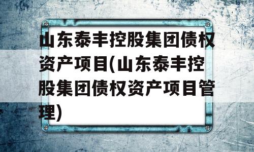 山东泰丰控股集团债权资产项目(山东泰丰控股集团债权资产项目管理)