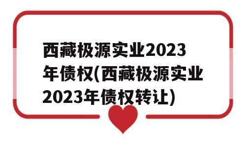 西藏极源实业2023年债权(西藏极源实业2023年债权转让)