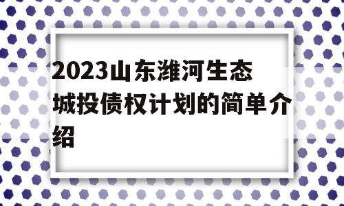 2023山东潍河生态城投债权计划的简单介绍