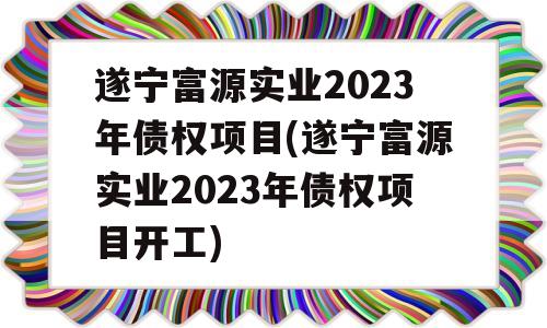 遂宁富源实业2023年债权项目(遂宁富源实业2023年债权项目开工)