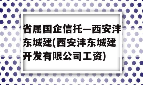 省属国企信托—西安沣东城建(西安沣东城建开发有限公司工资)