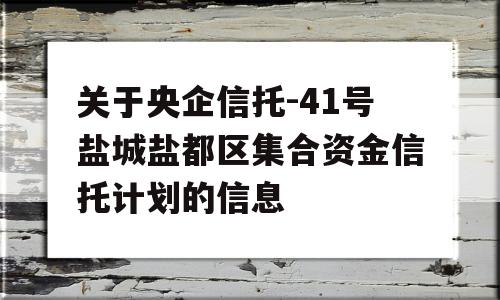 关于央企信托-41号盐城盐都区集合资金信托计划的信息