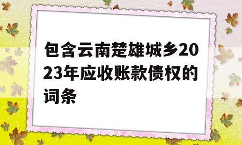 包含云南楚雄城乡2023年应收账款债权的词条