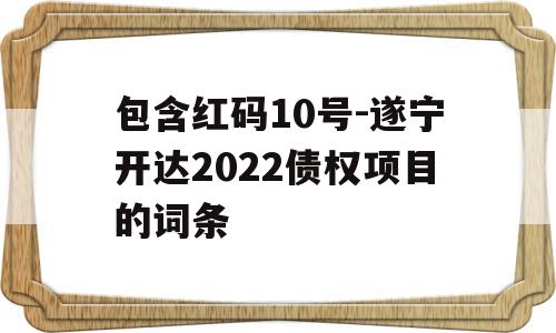 包含红码10号-遂宁开达2022债权项目的词条