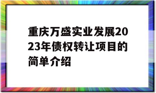 重庆万盛实业发展2023年债权转让项目的简单介绍