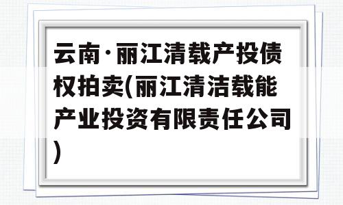 云南·丽江清载产投债权拍卖(丽江清洁载能产业投资有限责任公司)