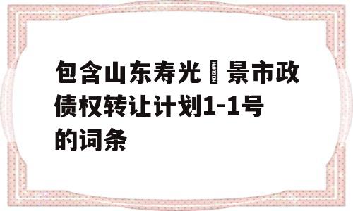 包含山东寿光昇景市政债权转让计划1-1号的词条