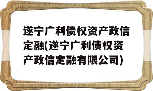 遂宁广利债权资产政信定融(遂宁广利债权资产政信定融有限公司)