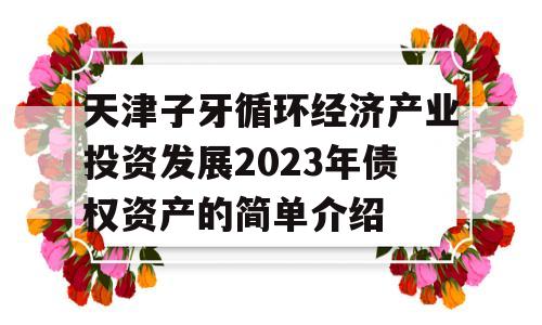 天津子牙循环经济产业投资发展2023年债权资产的简单介绍