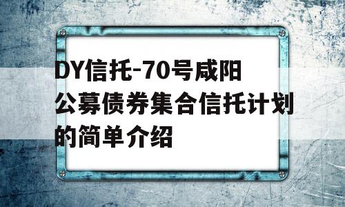 DY信托-70号咸阳公募债券集合信托计划的简单介绍