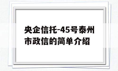 央企信托-45号泰州市政信的简单介绍