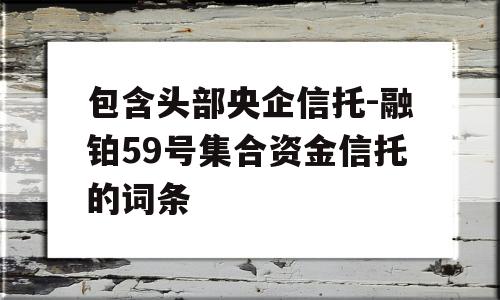 包含头部央企信托-融铂59号集合资金信托的词条