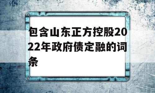 包含山东正方控股2022年政府债定融的词条