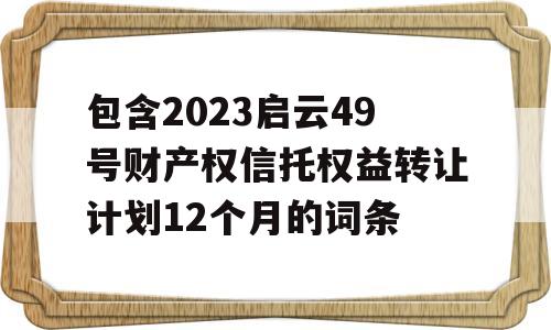 包含2023启云49号财产权信托权益转让计划12个月的词条