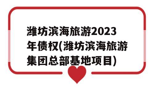 潍坊滨海旅游2023年债权(潍坊滨海旅游集团总部基地项目)