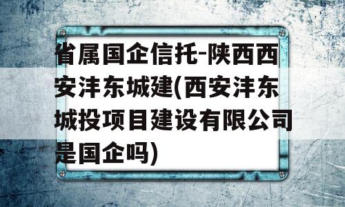 省属国企信托-陕西西安沣东城建(西安沣东城投项目建设有限公司是国企吗)