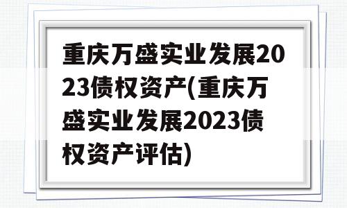 重庆万盛实业发展2023债权资产(重庆万盛实业发展2023债权资产评估)