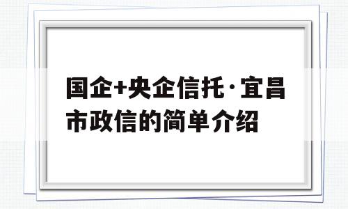 国企+央企信托·宜昌市政信的简单介绍