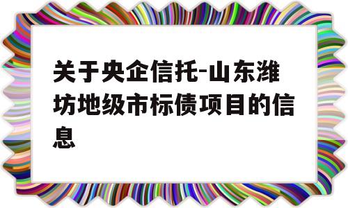 关于央企信托-山东潍坊地级市标债项目的信息