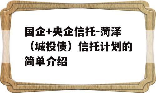 国企+央企信托-菏泽（城投债）信托计划的简单介绍