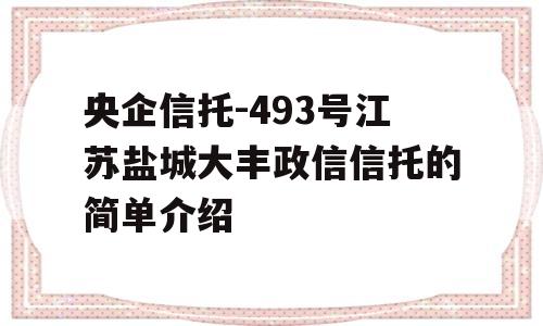 央企信托-493号江苏盐城大丰政信信托的简单介绍