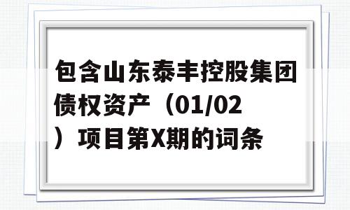 包含山东泰丰控股集团债权资产（01/02）项目第X期的词条