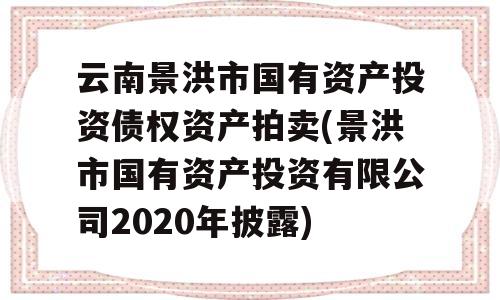 云南景洪市国有资产投资债权资产拍卖(景洪市国有资产投资有限公司2020年披露)