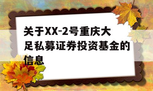 关于XX-2号重庆大足私募证券投资基金的信息