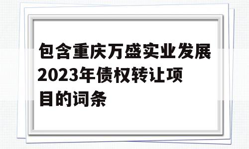 包含重庆万盛实业发展2023年债权转让项目的词条