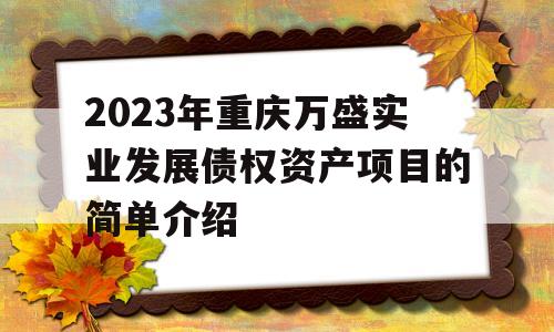 2023年重庆万盛实业发展债权资产项目的简单介绍