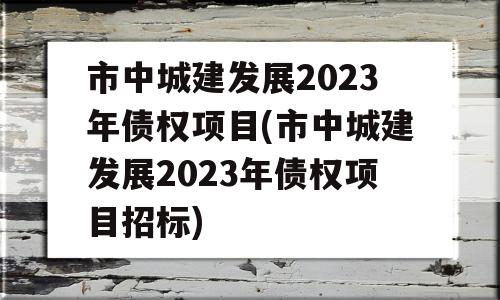 市中城建发展2023年债权项目(市中城建发展2023年债权项目招标)