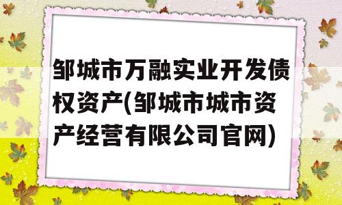 邹城市万融实业开发债权资产(邹城市城市资产经营有限公司官网)