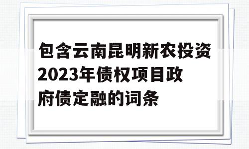 包含云南昆明新农投资2023年债权项目政府债定融的词条