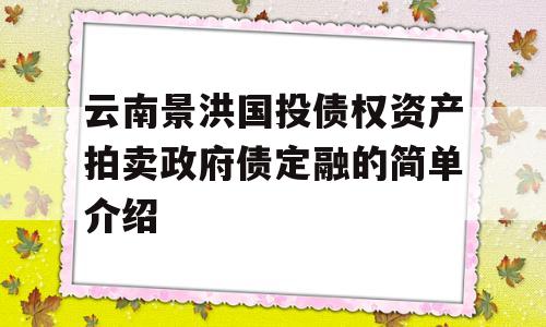 云南景洪国投债权资产拍卖政府债定融的简单介绍