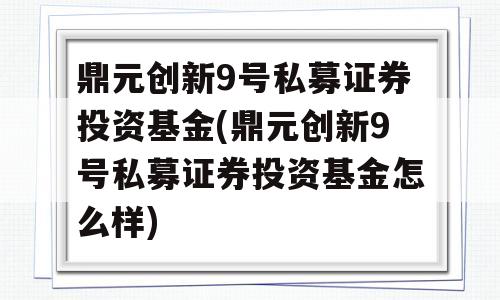 鼎元创新9号私募证券投资基金(鼎元创新9号私募证券投资基金怎么样)