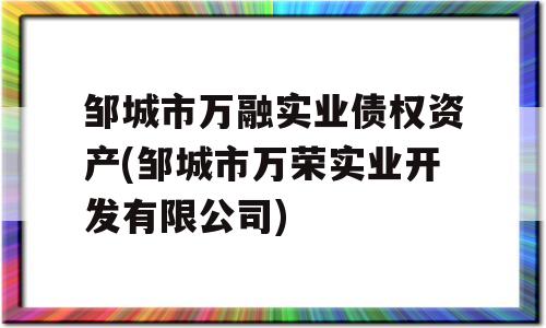 邹城市万融实业债权资产(邹城市万荣实业开发有限公司)