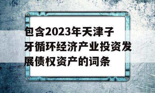 包含2023年天津子牙循环经济产业投资发展债权资产的词条