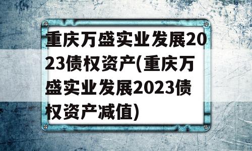 重庆万盛实业发展2023债权资产(重庆万盛实业发展2023债权资产减值)